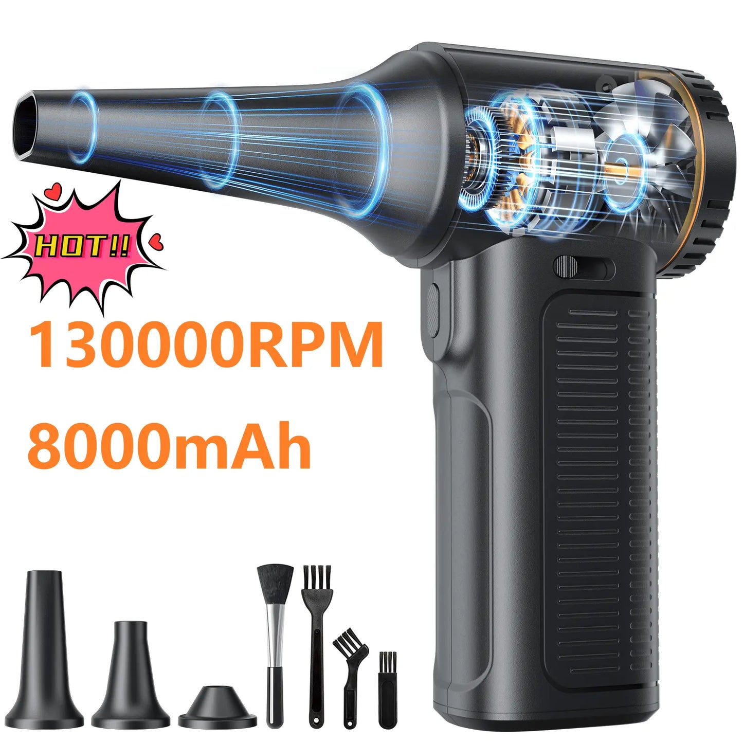SHEKAR Rechargeable Cordless Electric Air Duster with Adjustable Gears - Portable Mini Turbo Jet Fan for Effective Cleaning of Keyboards, PCs, Cars, Homes, and Outdoor Spaces