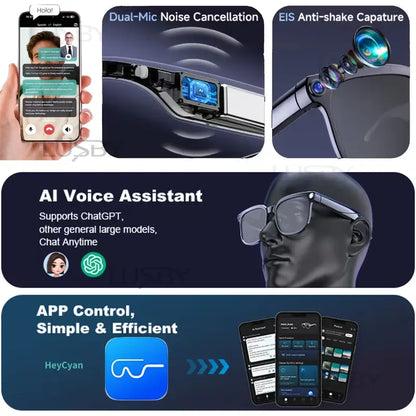 LUSBY Smart AI Camera Glasses with 8MP Photochromic Lenses, Touch Button Adjustment, Hands-Free Photography, Real-Time Translation in 160+ Languages, Bluetooth Connectivity, Wearable Video Recording, UV Protection – Ideal for Outdoor Adventures and Travel