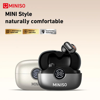 MINISO MS105 Bluetooth 6.0 Wireless Earbuds - Waterproof In-Ear Earphones with Built-in Microphone for Office, Sports, Study, and Gaming