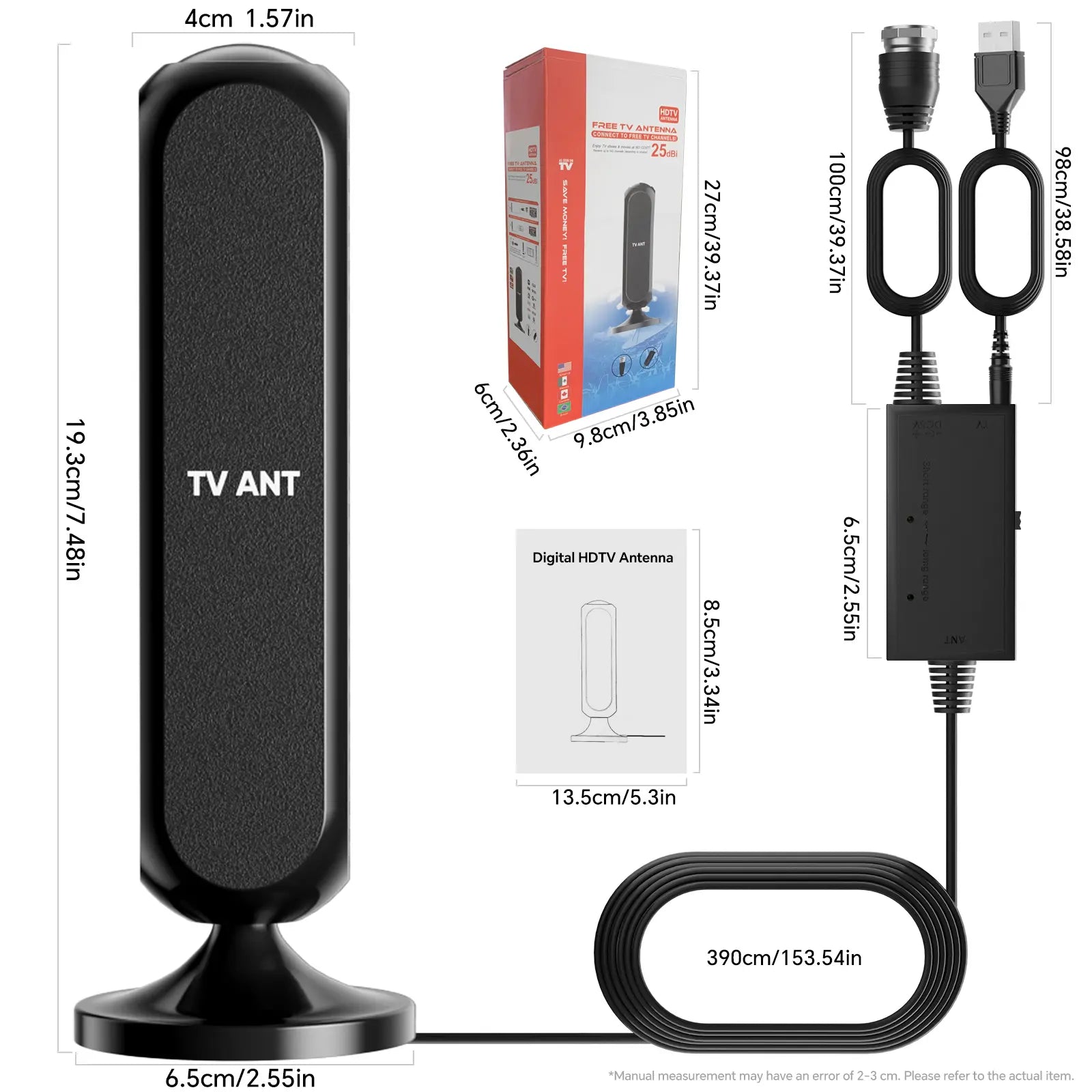 HIDB Indoor Digital TV Antenna for Smart TVs - 4K HD Signal Amplified with 360° Reception, Easy Installation, No Monthly Fees, Ideal for Local Channels - Summer Promotions Available