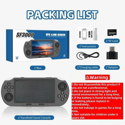 LASTEND SF3000 Portable Retro Handheld Game Console, 4.5" IPS Display Mobile Gaming Set, 3000Mah Battery, 16GB TF Card, Compact Gadget for Father'S Day Gifts, Mens Gifts