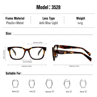 Kimorn Women's Blue Light Blocking UV400 Protection Glasses - Premium Eyewear with Angular Frame, Sleek Anti-Light Design, Lightweight Non-Prescription Fashion Accessories for Work and Daily Screen Use