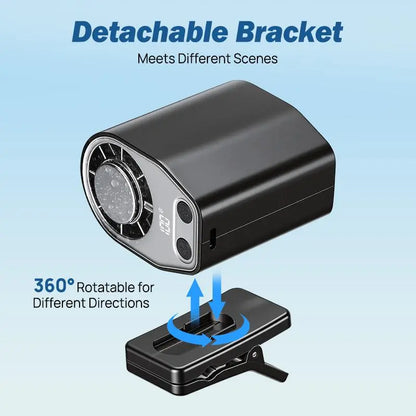 Joytutus Semiconductor Cooling Clip-On Fan - Portable 360° Rotatable Fan with 100-Speed Adjustment, USB Rechargeable, 16℃ Wide Clamp, 3000mAh Battery, LED Display, Ideal Car Accessory for Father's Day