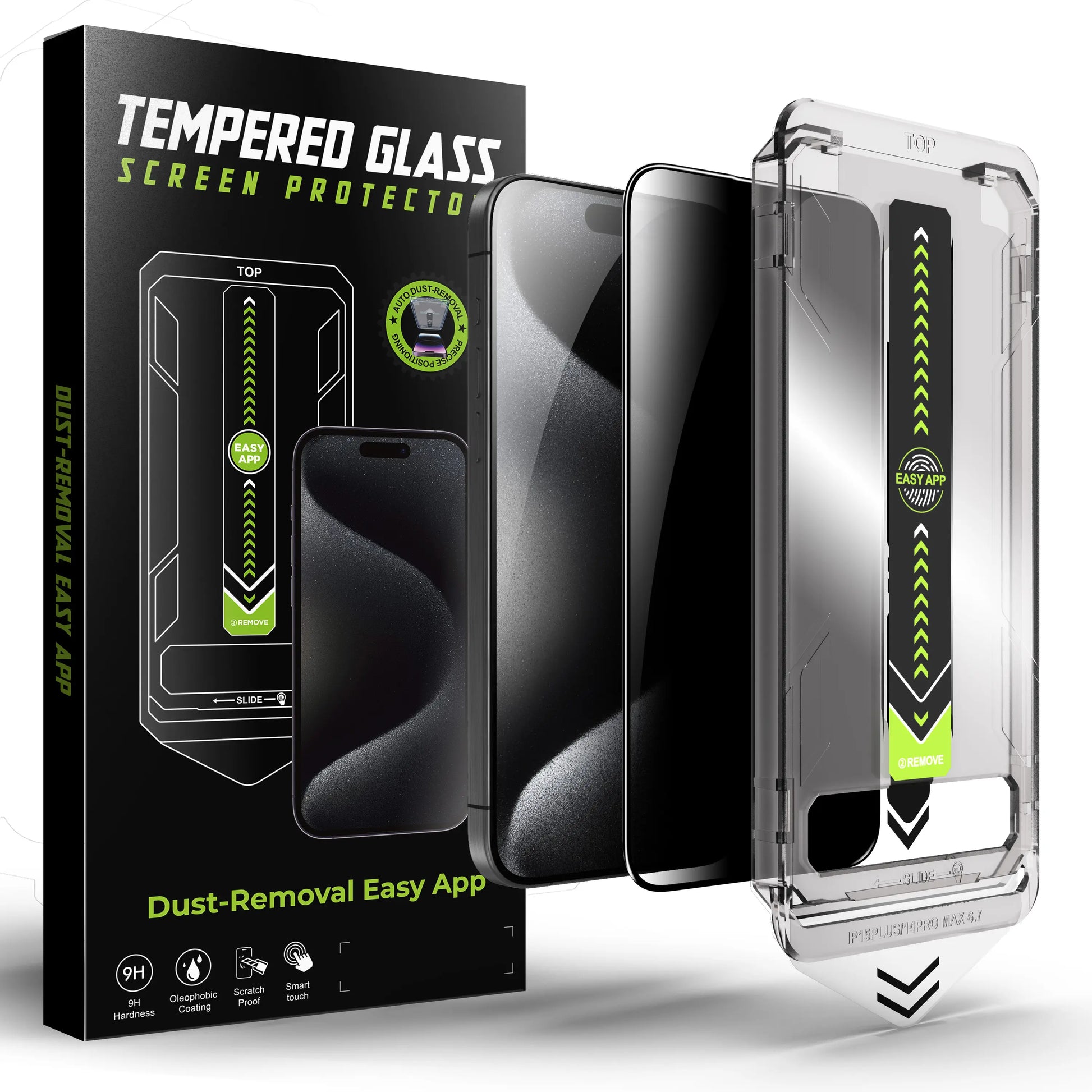 Privacy Screen Protector for iPhone 17 Pro, iPhone 16, iPhone 16 Pro, and iPhone 13 - Anti-Glare Tempered Glass, 9H Hardness, Full Coverage, Anti-Fingerprint, Auto Dust-Elimination, Bubble-Free, Easy Installation