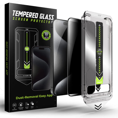 Privacy Screen Protector for iPhone 17 Pro, iPhone 16, iPhone 16 Pro, and iPhone 13 - Anti-Glare Tempered Glass, 9H Hardness, Full Coverage, Anti-Fingerprint, Auto Dust-Elimination, Bubble-Free, Easy Installation
